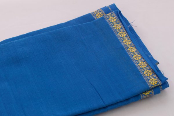 Lungi en coton du kerala bleu electric