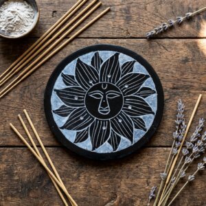 Porte encens en pierre soleil