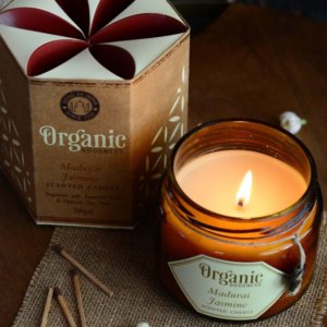 Bougie organique huile essentiel air de soja jasmin