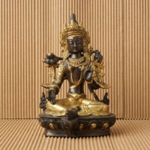 tara verte en bronze doré et noir 21cm tibet
