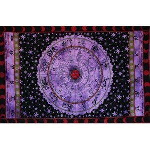 Tenture roue Astrologique coton violet