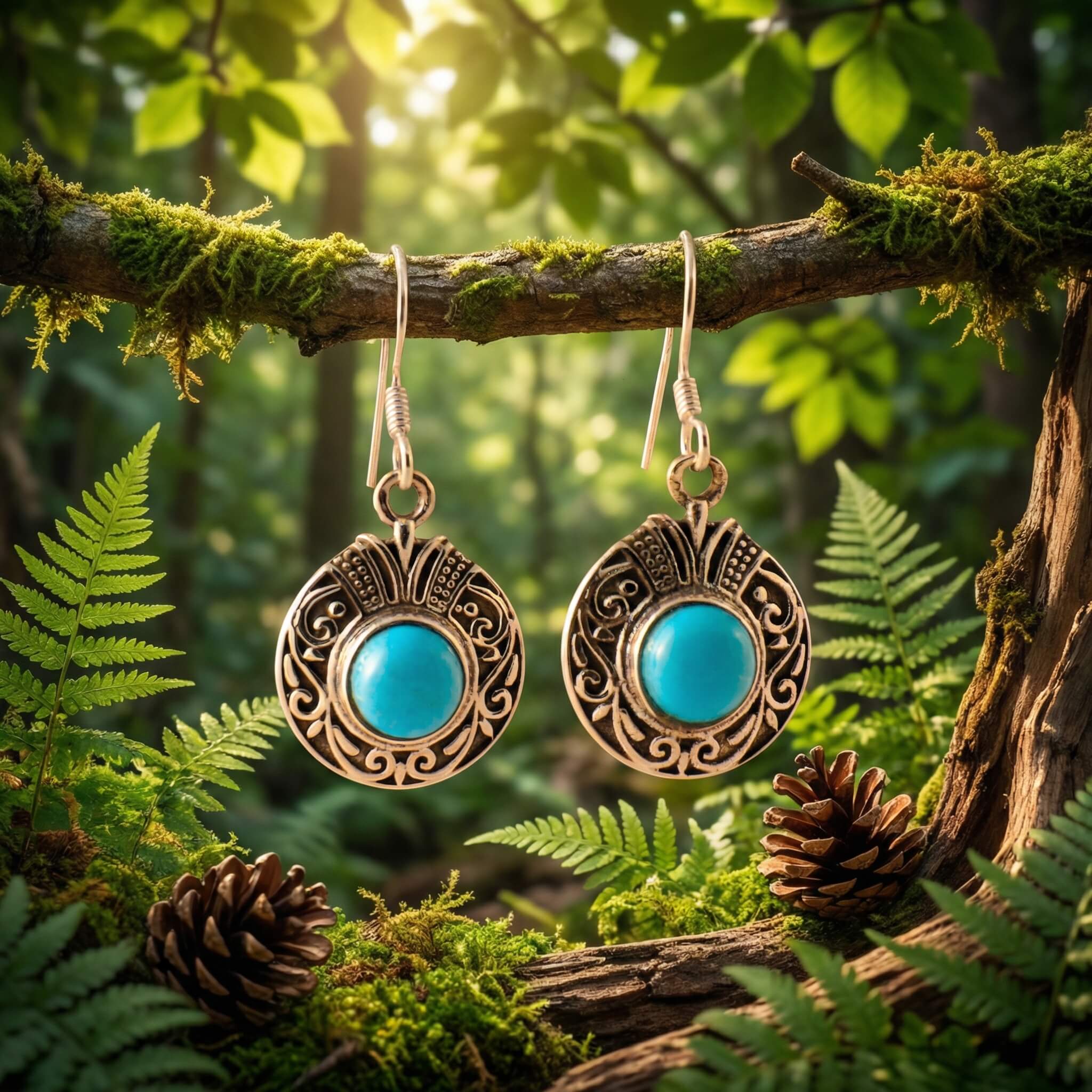 Boucle oreille Turquoise Bombay