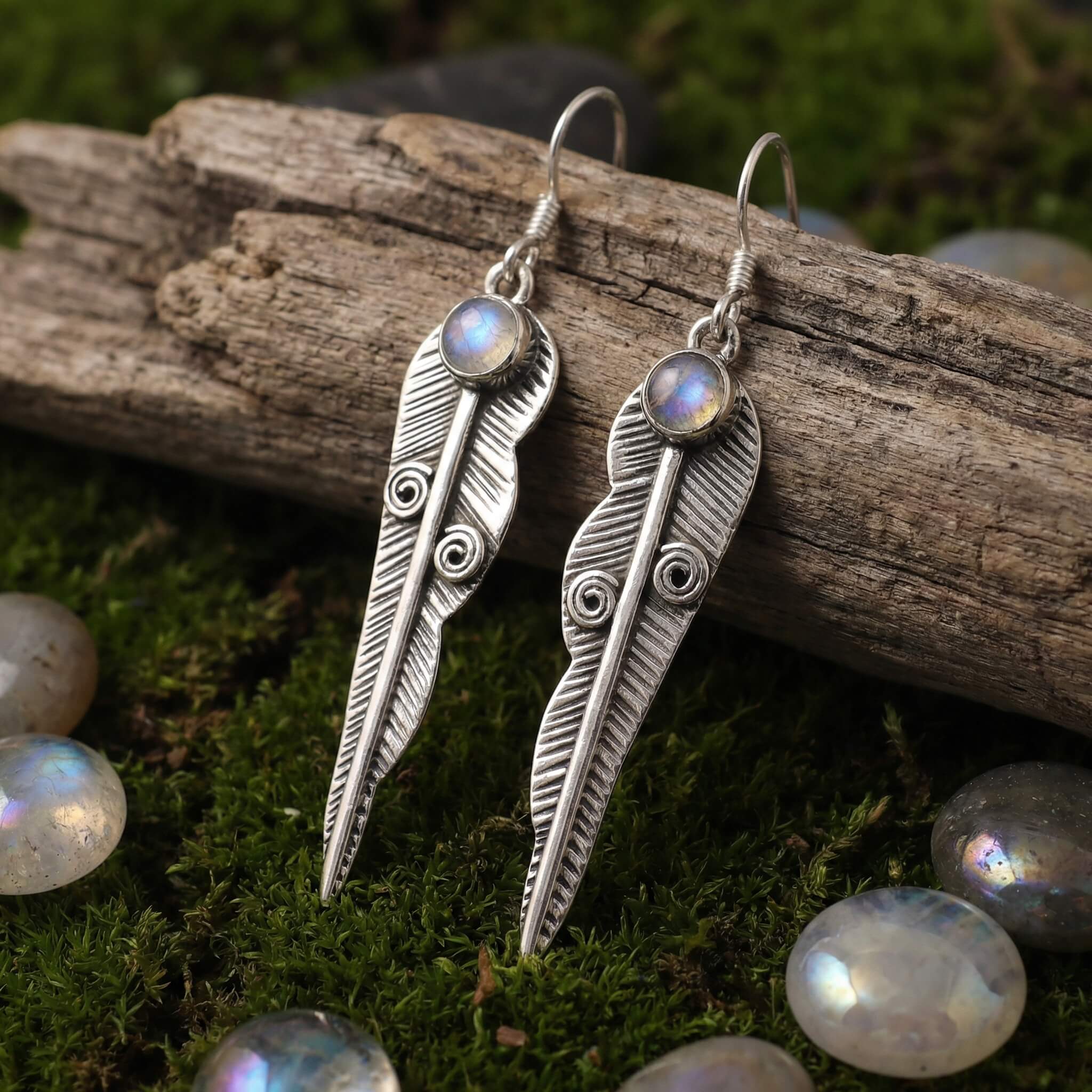 Boucles d’oreilles Plume en argent