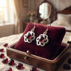Boucles oreilles Surya en Grenat et argent 925