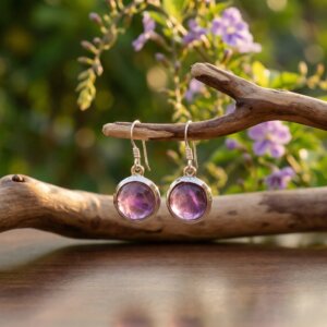 Boucle d’oreille en argent et améthyste