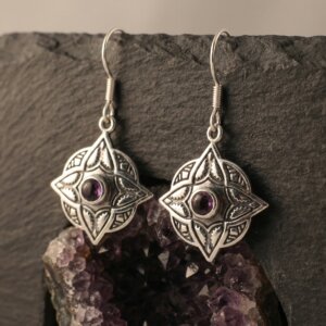 Boucle d’oreille en argent massif et améthyste naturelle