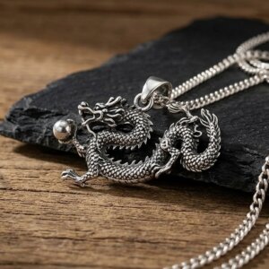 Pendentif Dragon Volant en Argent 925