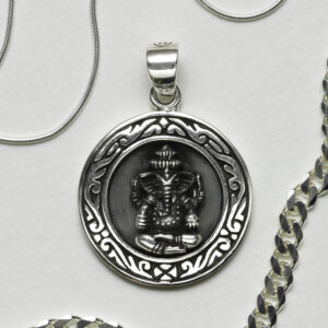 pendentif Médaille Argent Ganesh