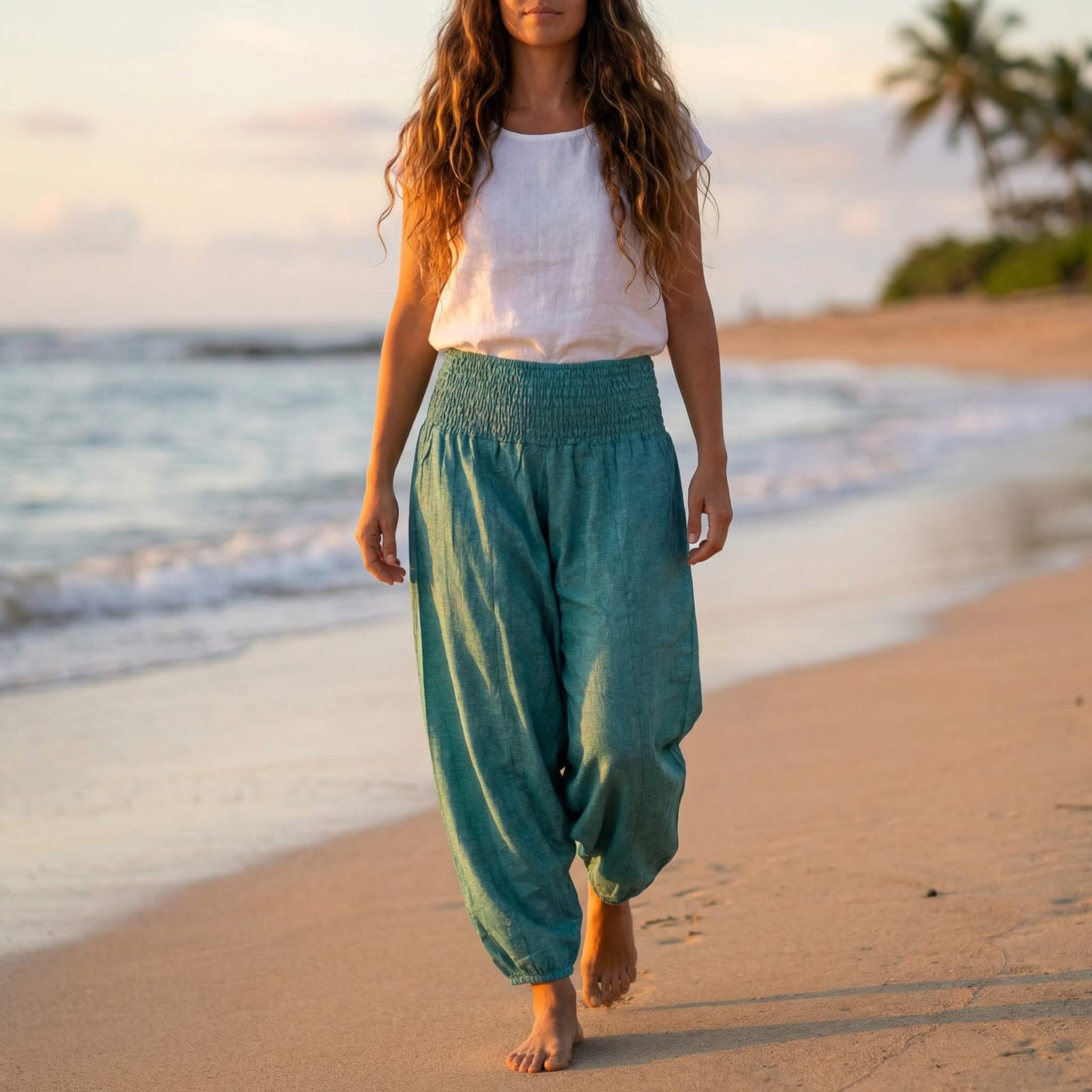 SAROUEL UNIS pantalon vert menthe