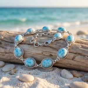 bracelet Larimar et argent plage