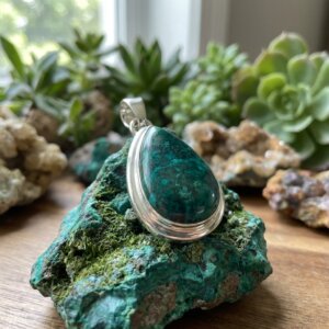 Pendentif en Argent Massif et Chrysocolle et goutte