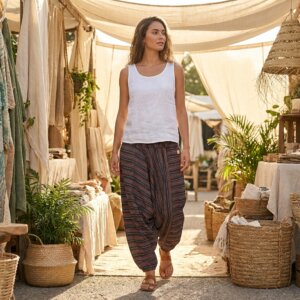 Sarouel multicolors en coton fin