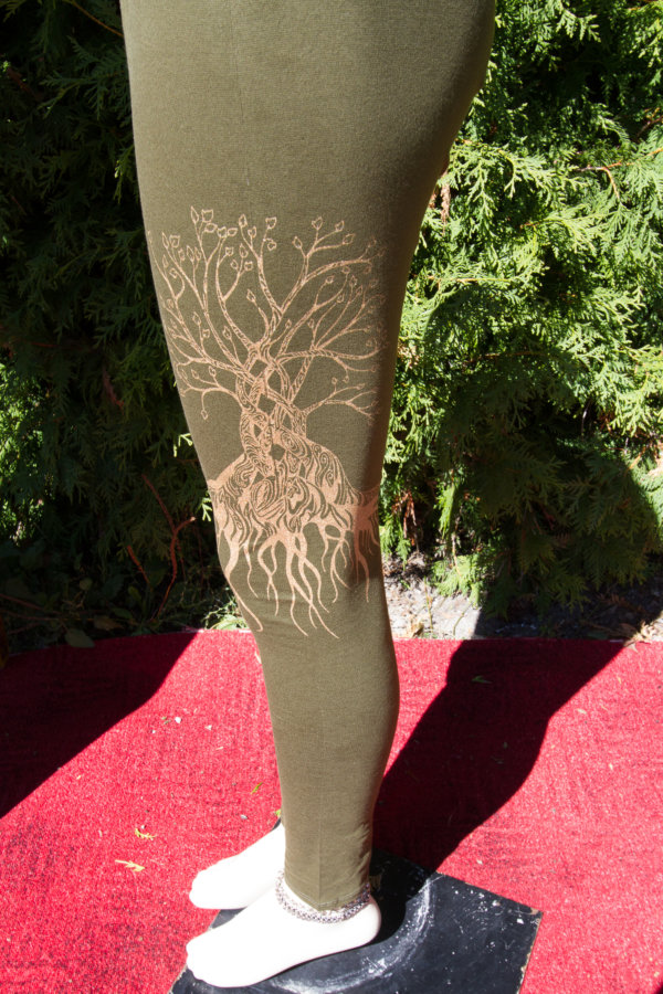 Legging arbre de vie coton vert
