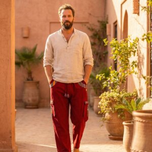 Pantalon Népalais en coton avec bande multicolors