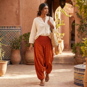 Sarouel en velours côtelé femme  