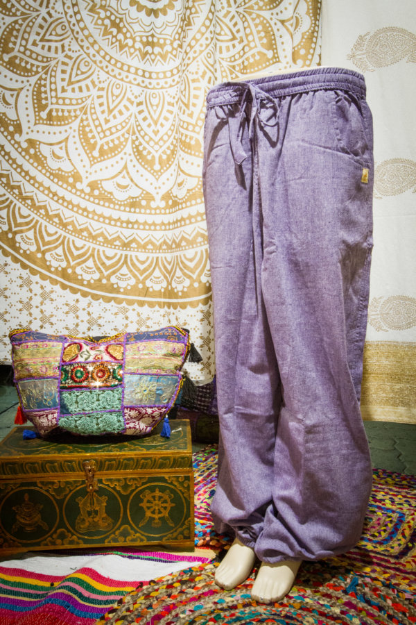 pantalon en coton léger avec élastique et deux poches Lila