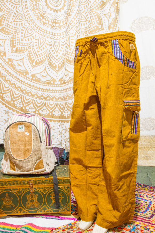 pantalon coton avec bande Népal moutarde lfc 518