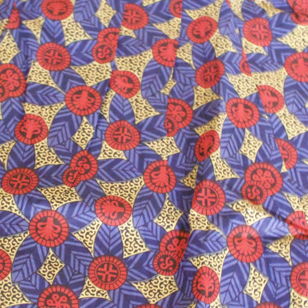 robe enfants en coton print bleu marine rouge