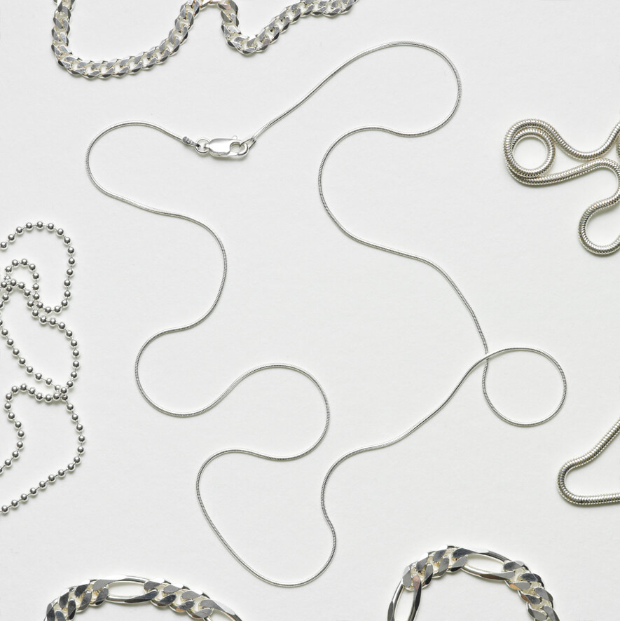 chaines argent serpent ou snake 1mm