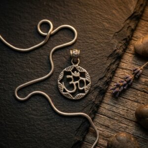 Pendentif Om (Ohm / Aum) en Argent Massif 925 – Bijou Spirituel & Yoga (2 cm)