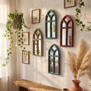 miroir avec cadre en fer peint