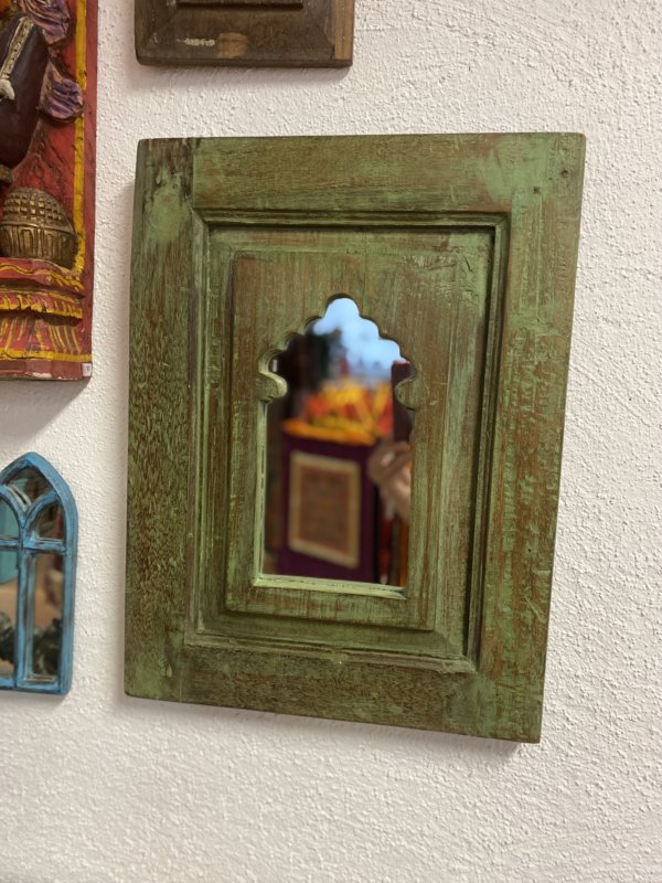 miroir rajasthani et cadre en bois