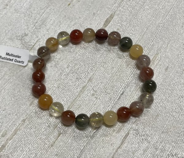 BRACELET QUARTZ RUTILE MULTICOLOR 8MM
