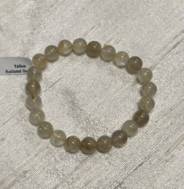 BRACELET QUARTZ RUTILE JAUNE 8MM