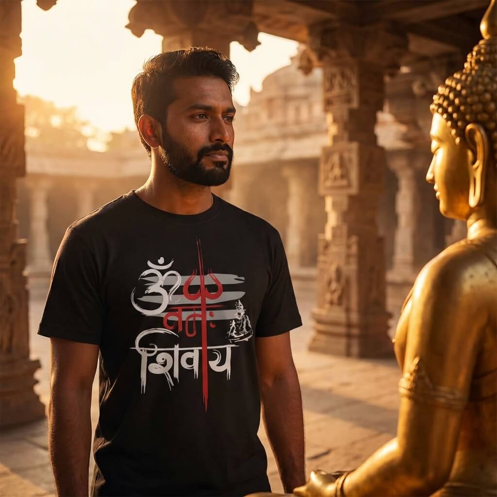 t-shirt noir au nama shivay