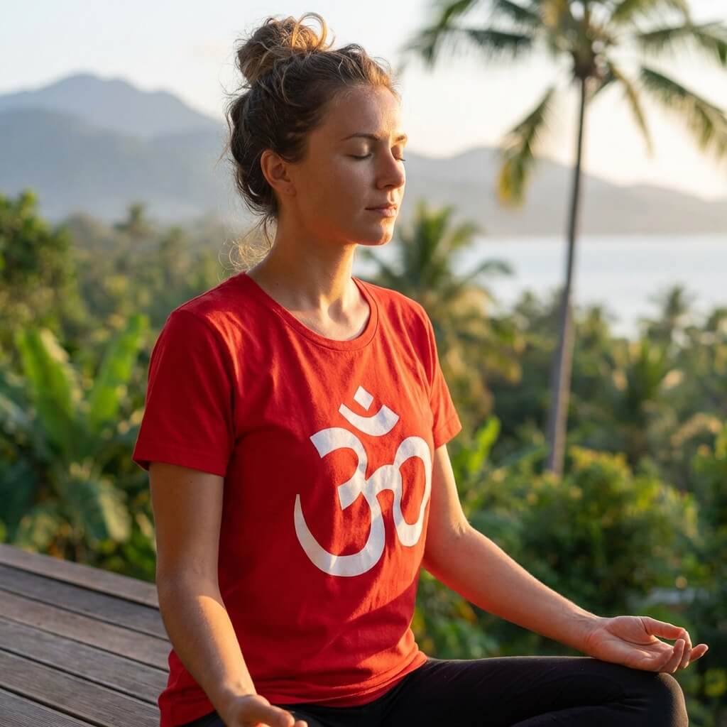 t-shirt om en coton rouge