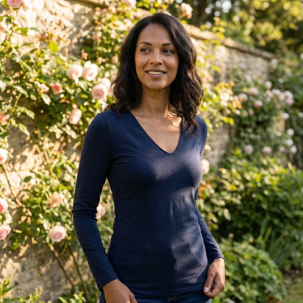 top col en v en coton