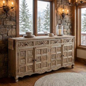 buffert indien sculpté