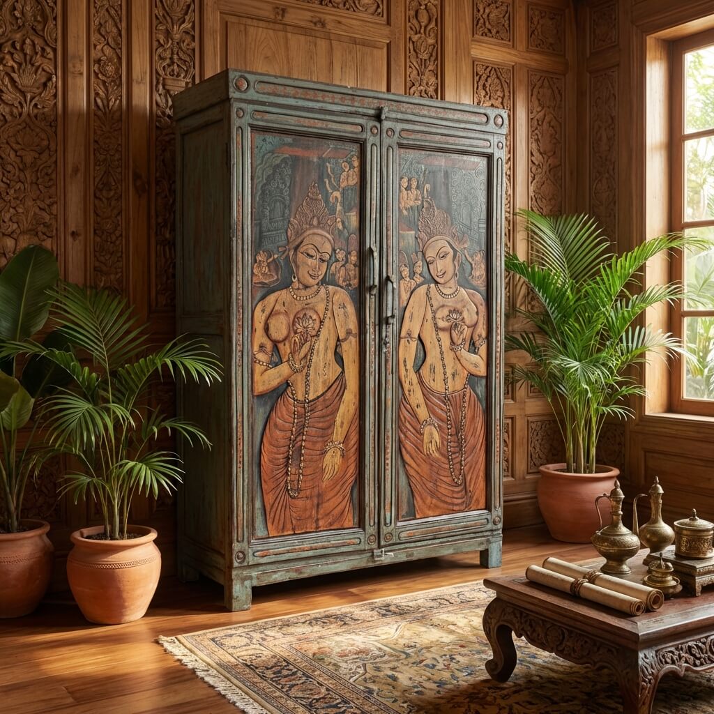 Armoire indienne avec peinture