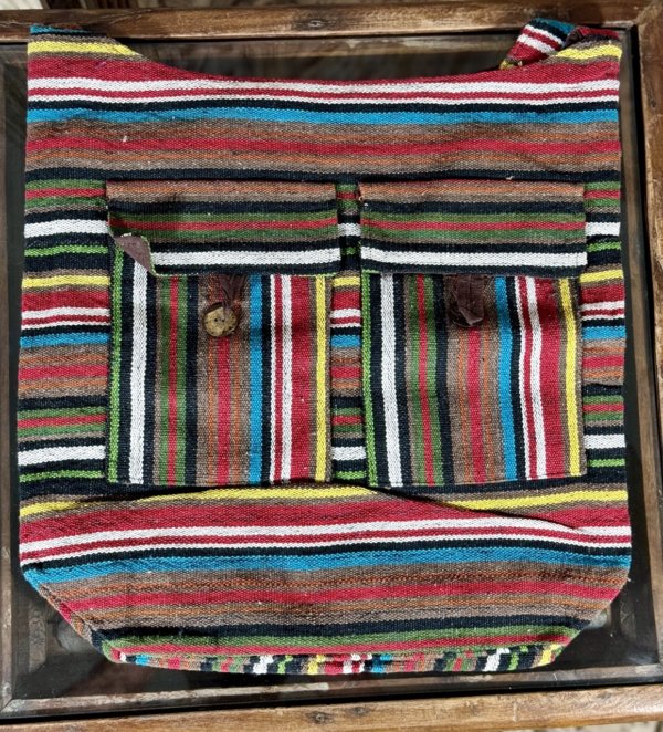 sacs coton rayé multicolors brun