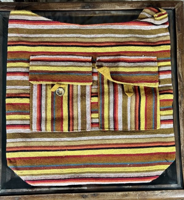 sacs coton rayé multicolors jaune