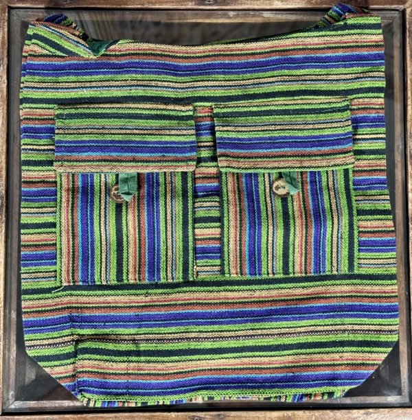 sacs coton rayé multicolors vert