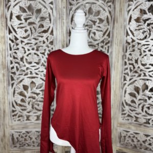 haut top unis en viscose rouge