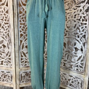 pantalon en coton léger avec élastique et deux poches vert menthe