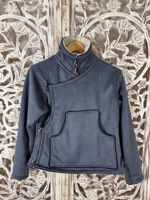 Veste coeur croisé choli Népal grise