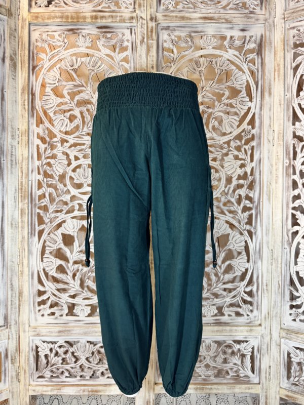 Pantalon velours côtelé 100% coton bleu pétrole