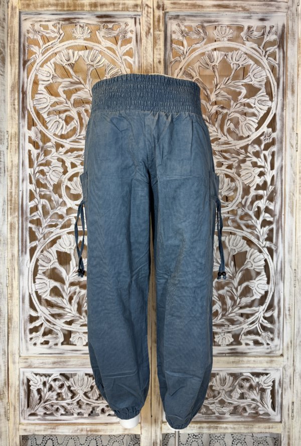 Pantalon velours côtelé 100% coton bleu