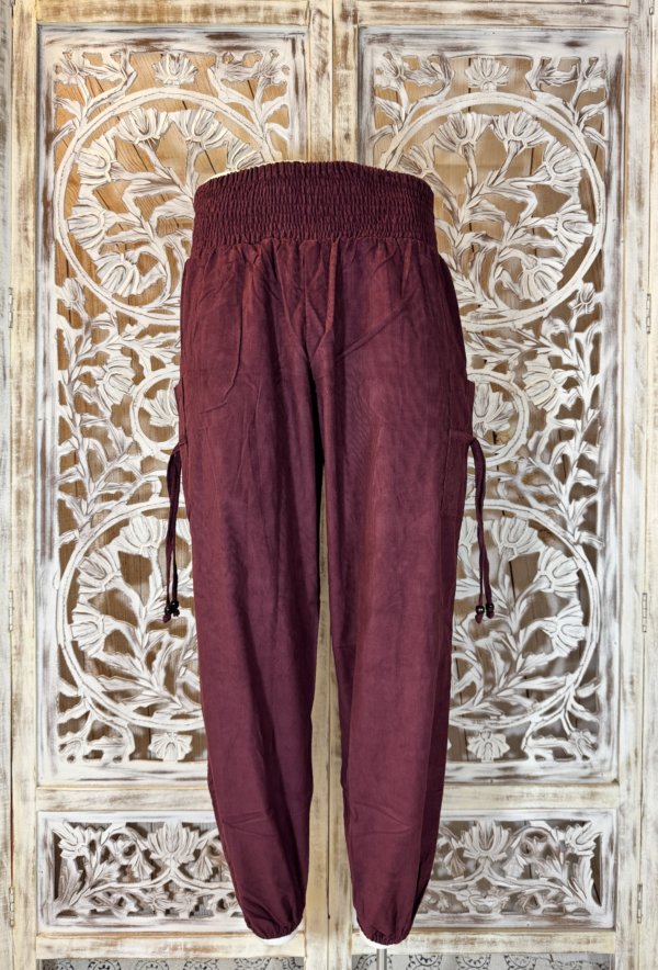 Pantalon velours côtelé 100% coton bordeaux