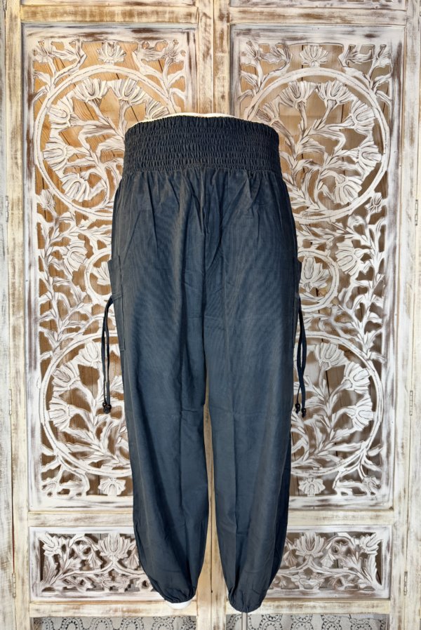 Pantalon velours côtelé 100% coton gris