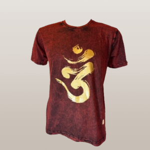 t-shirt batiks coton om Népal .bordeaux