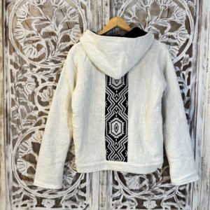 veste coton doublé polaire blanche avec déco mystique arrière