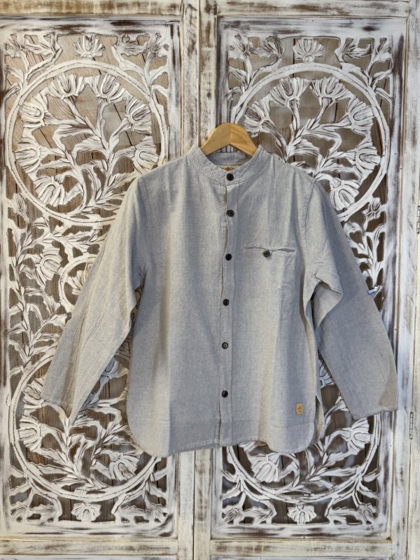 Chemise_manche_longue en coton homme LFC1365 gris