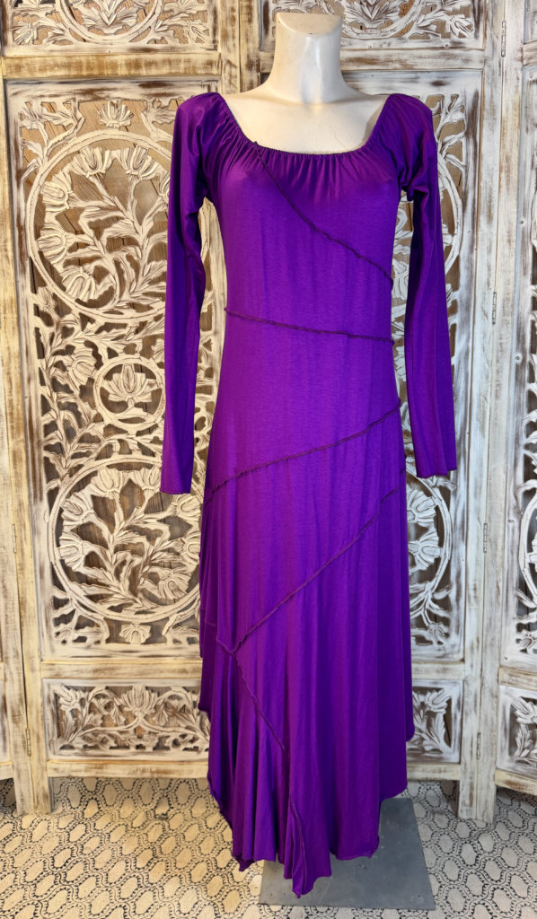 Robe patchwork en viscose violet