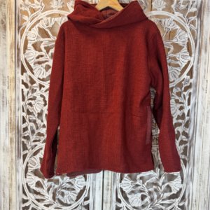 pull homme en coton épais bordeaux avec capuche