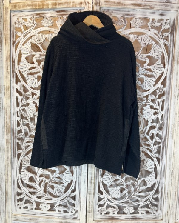 pull homme en coton épais noir avec capuche