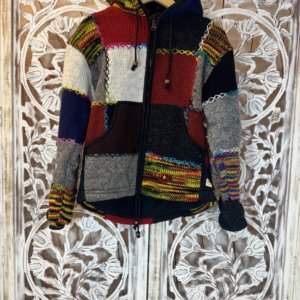 veste.laine de mouton doubler polaire patchwork multicolores